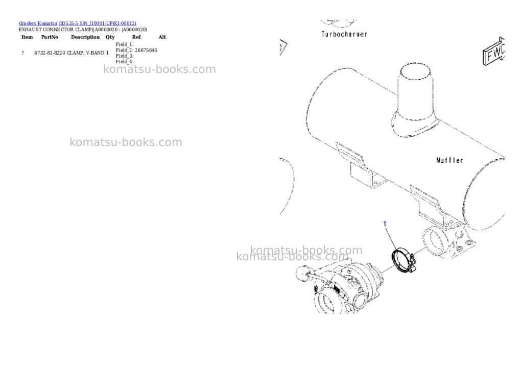 Komatsu GD535-5 S/N J10001-UP Parts catalog cover
