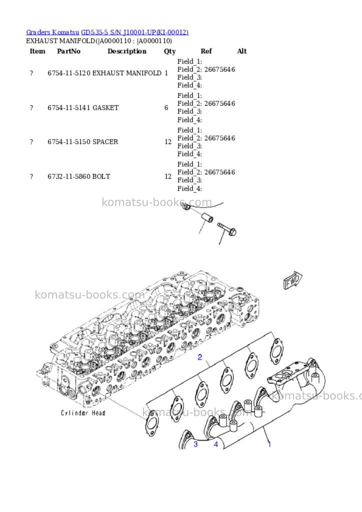 Komatsu GD535-5 S/N J10001-UP Parts catalog cover Page 10