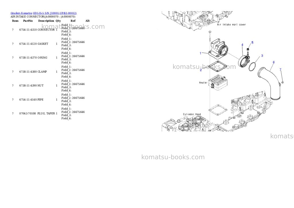 Komatsu GD535-5 S/N J10001-UP Parts catalog cover Page 6