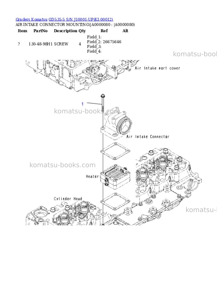 Komatsu GD535-5 S/N J10001-UP Parts catalog cover Page 7