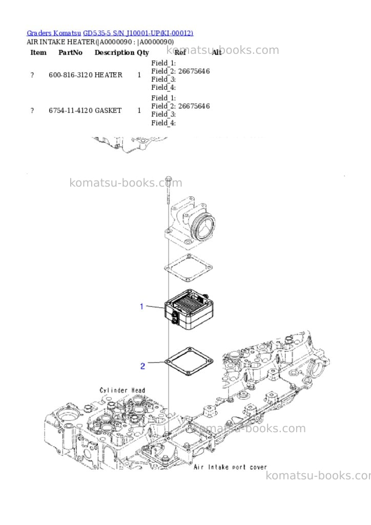 Komatsu GD535-5 S/N J10001-UP Parts catalog cover Page 8