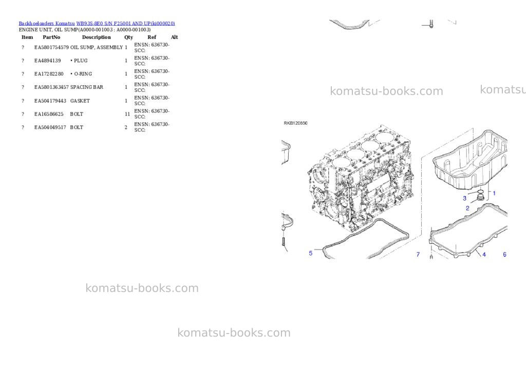 Komatsu WB93S-8E0 S/N F25001 AND UP Parts catalog cover Page 2
