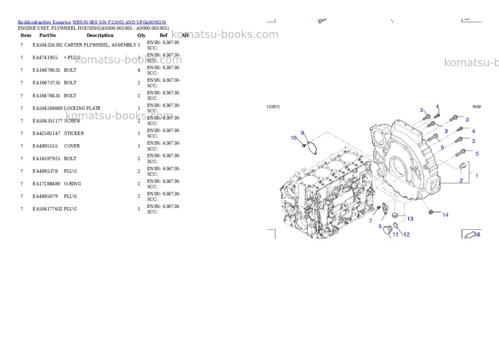 Komatsu WB93S-8E0 S/N F25001 AND UP Parts catalog cover Page 4