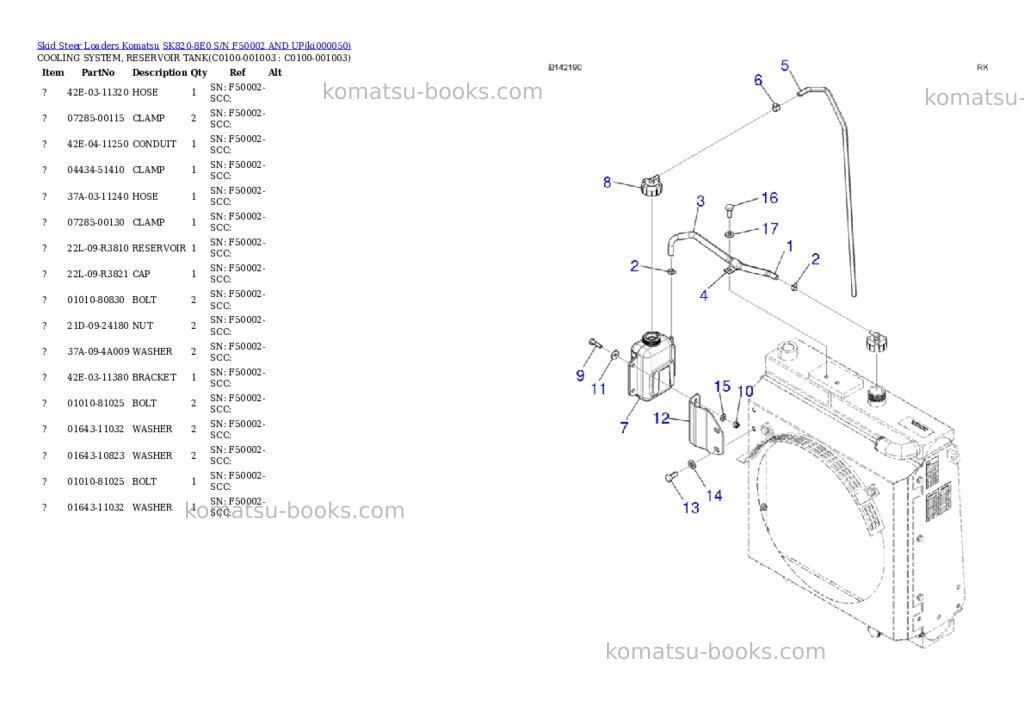Komatsu SK820-8E0 S/N F50002 AND UP Parts catalog cover Page 10