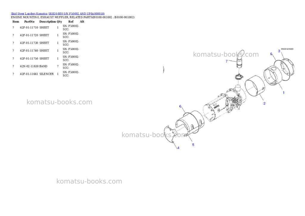 Komatsu SK820-8E0 S/N F50002 AND UP Parts catalog cover Page 2