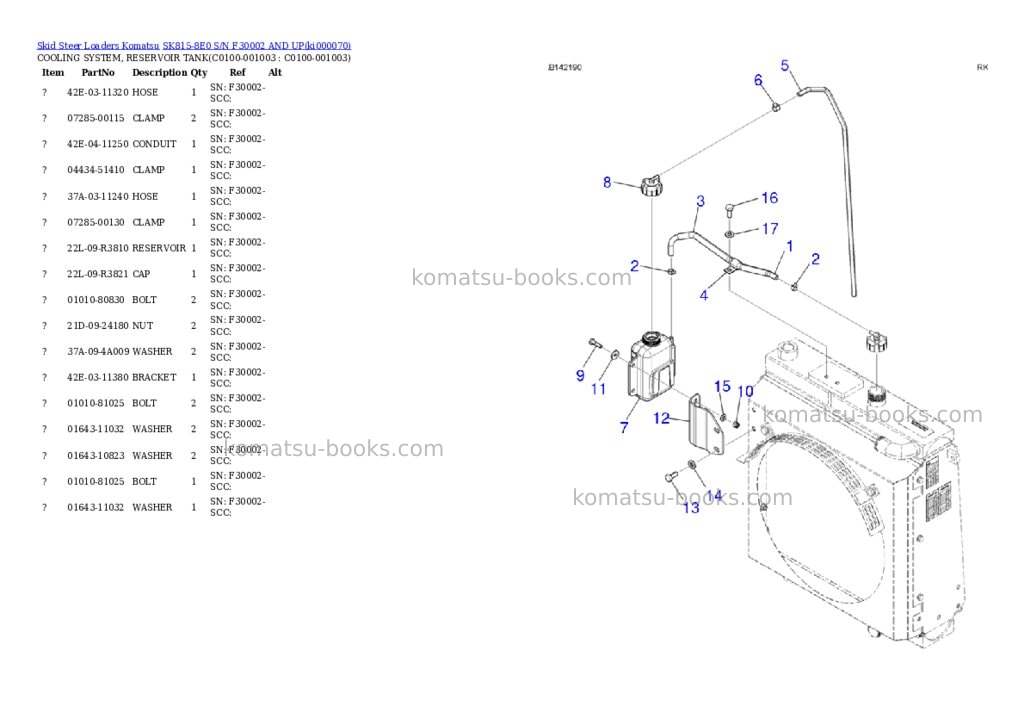 Komatsu SK815-8E0 S/N F30002 AND UP Parts catalog cover Page 10