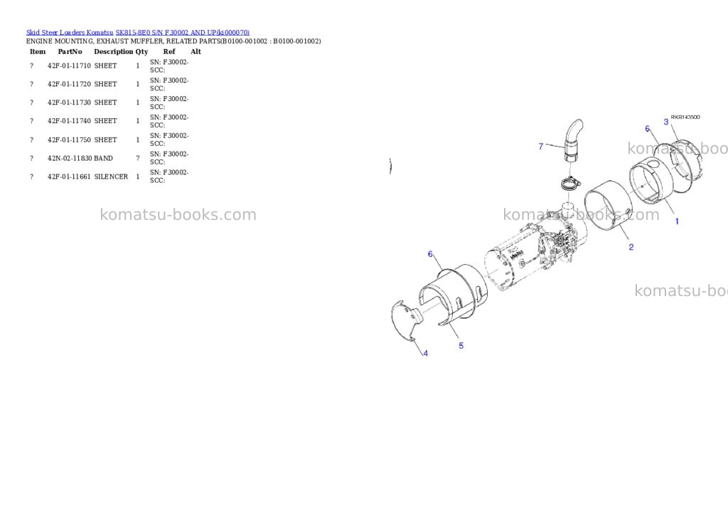 Komatsu SK815-8E0 S/N F30002 AND UP Parts catalog cover Page 2