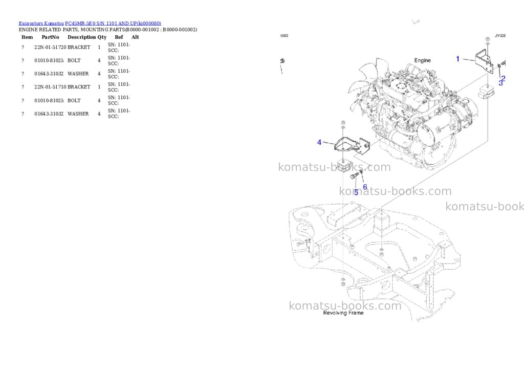 Komatsu PC45MR-5E0 S/N 1101 AND UP Parts catalog cover Komatsu PC45MR-5E0 S/N 1101 AND UP Parts catalog cover