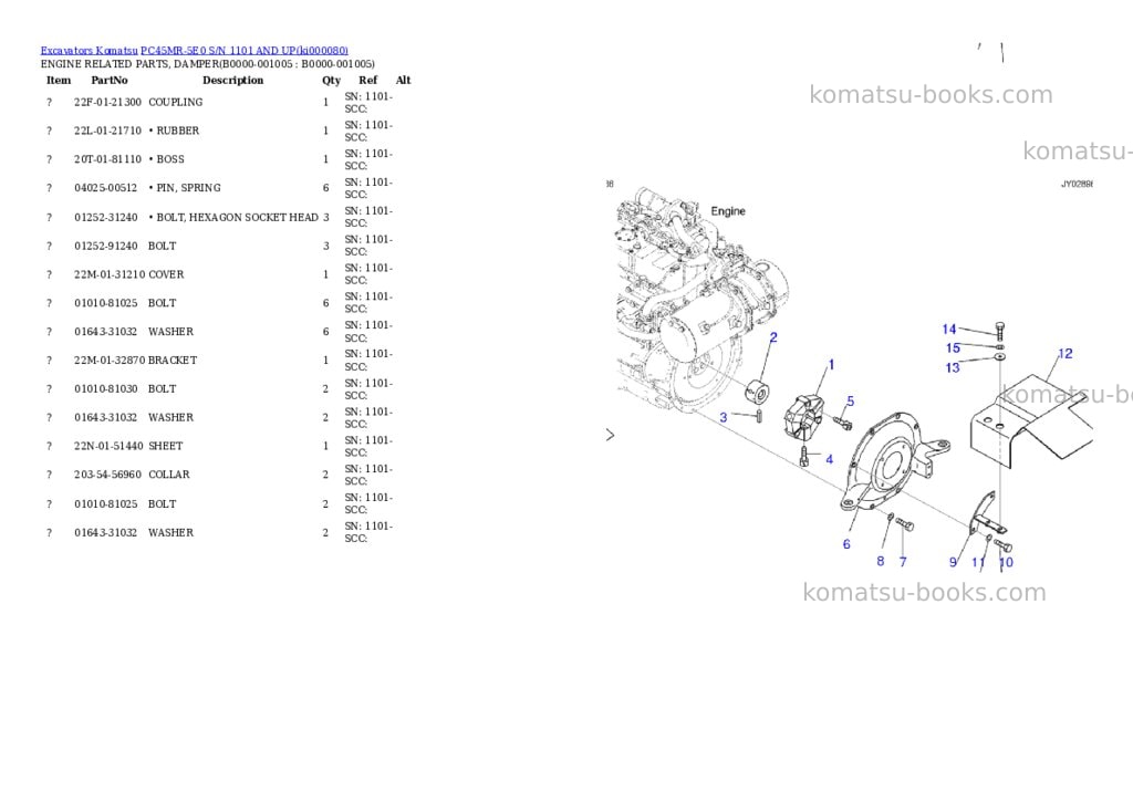 Komatsu PC45MR-5E0 S/N 1101 AND UP Parts catalog cover Page 4 Komatsu PC45MR-5E0 S/N 1101 AND UP Parts catalog cover Page 4