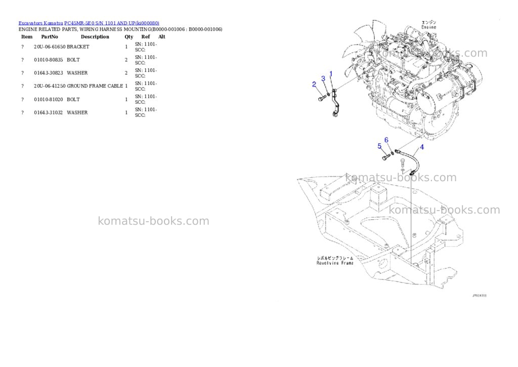 Komatsu PC45MR-5E0 S/N 1101 AND UP Parts catalog cover Page 5 Komatsu PC45MR-5E0 S/N 1101 AND UP Parts catalog cover Page 5