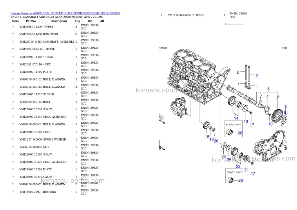 Komatsu 4D88E-7 S/N 39830-UP (FOR PC45MR-5E0/PC55MR-5E0) Parts catalog cover Page 7 Komatsu 4D88E-7 S/N 39830-UP (FOR PC45MR-5E0/PC55MR-5E0) Parts catalog cover Page 7