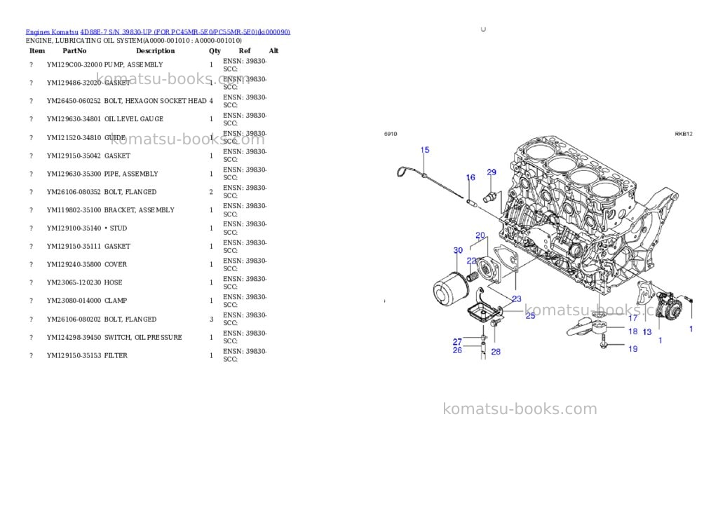 Komatsu 4D88E-7 S/N 39830-UP (FOR PC45MR-5E0/PC55MR-5E0) Parts catalog cover Page 9 Komatsu 4D88E-7 S/N 39830-UP (FOR PC45MR-5E0/PC55MR-5E0) Parts catalog cover Page 9