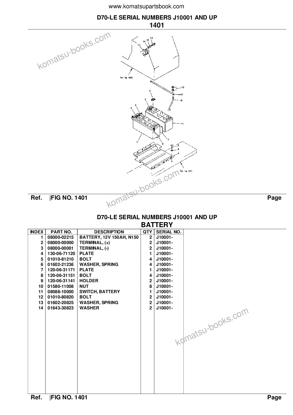 Komatsu d70-le serial numbers j10001 and up Parts catalog cover Page 10 Komatsu d70-le serial numbers j10001 and up Parts catalog cover Page 10