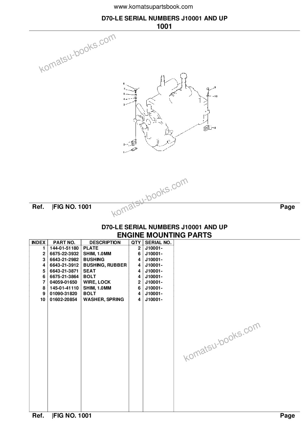 Komatsu d70-le serial numbers j10001 and up Parts catalog cover Page 3 Komatsu d70-le serial numbers j10001 and up Parts catalog cover Page 3