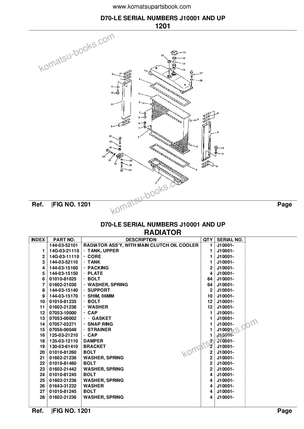 Komatsu d70-le serial numbers j10001 and up Parts catalog cover Page 4 Komatsu d70-le serial numbers j10001 and up Parts catalog cover Page 4