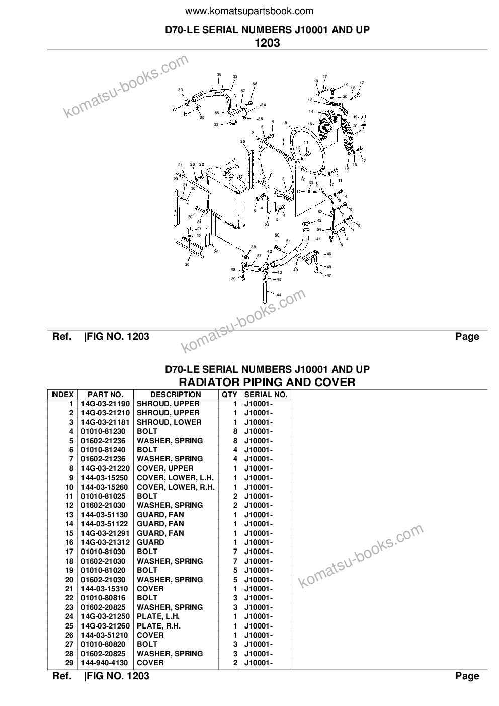 Komatsu d70-le serial numbers j10001 and up Parts catalog cover Page 5 Komatsu d70-le serial numbers j10001 and up Parts catalog cover Page 5