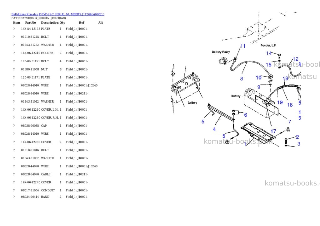 Komatsu d85e-ss-2 serial numbers:j11264 Parts catalog cover Page 10 Komatsu d85e-ss-2 serial numbers:j11264 Parts catalog cover Page 10