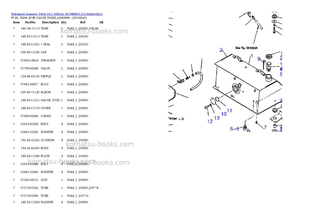 Komatsu d85e-ss-2 serial numbers:j11264 Parts catalog cover Page 5 Komatsu d85e-ss-2 serial numbers:j11264 Parts catalog cover Page 5