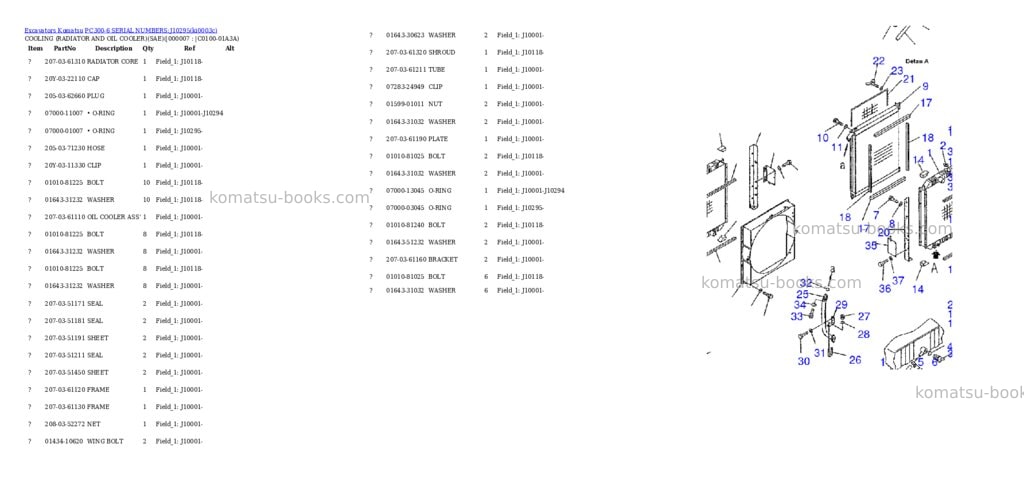 Komatsu pc300-6 serial numbers:j10295 Parts catalog cover Page 4 Komatsu pc300-6 serial numbers:j10295 Parts catalog cover Page 4