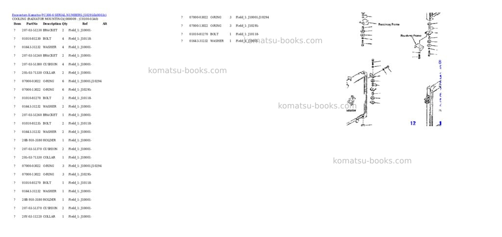 Komatsu pc300-6 serial numbers:j10295 Parts catalog cover Page 6 Komatsu pc300-6 serial numbers:j10295 Parts catalog cover Page 6