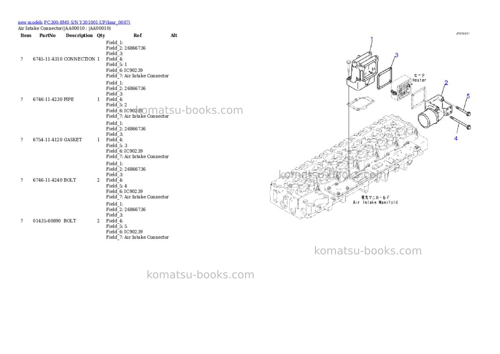Komatsu PC300-8M0 S/N Y301001-UP Parts catalog cover Page 10