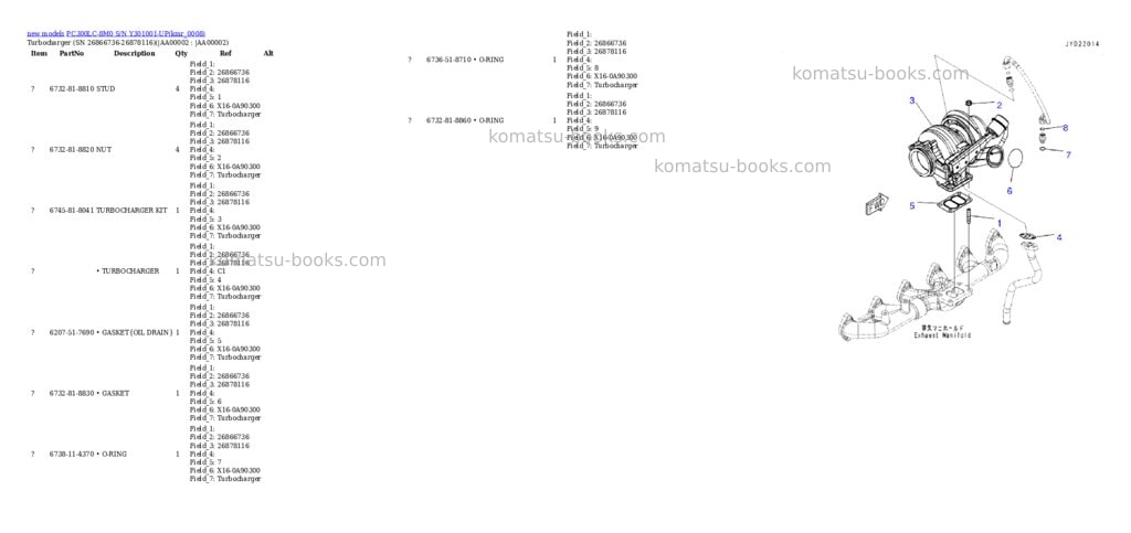 Komatsu PC300LC-8M0 S/N Y301001-UP Parts catalog cover Page 2