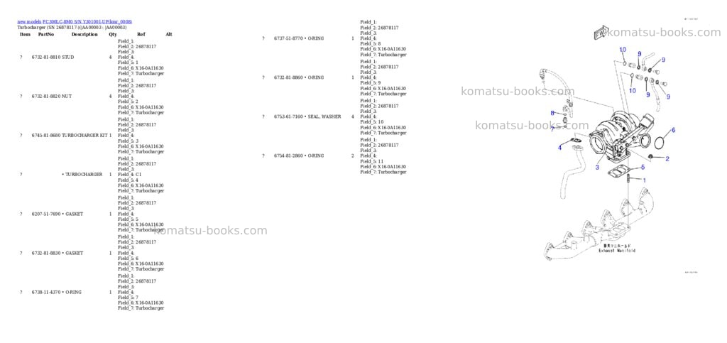 Komatsu PC300LC-8M0 S/N Y301001-UP Parts catalog cover Page 3