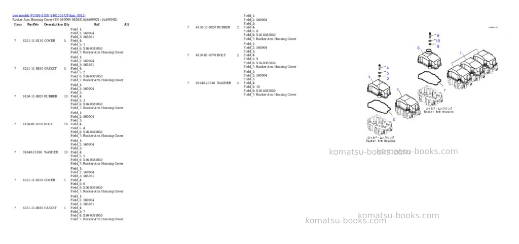 Komatsu PC400-8 S/N Y401001-UP Parts catalog cover Page 2 Komatsu PC400-8 S/N Y401001-UP Parts catalog cover Page 2