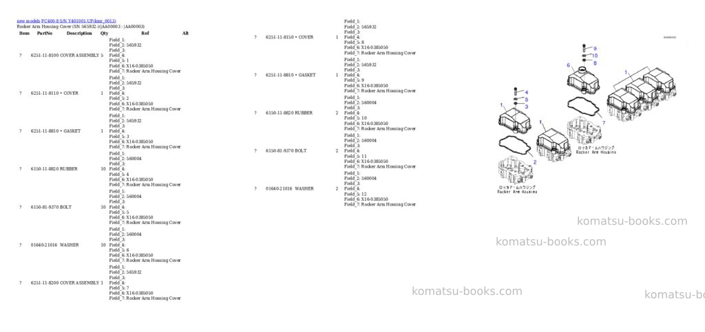 Komatsu PC400-8 S/N Y401001-UP Parts catalog cover Page 3 Komatsu PC400-8 S/N Y401001-UP Parts catalog cover Page 3