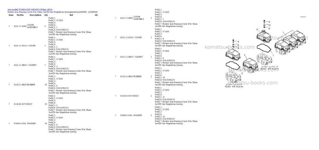 Komatsu PC400-8 S/N Y401001-UP Parts catalog cover Page 4 Komatsu PC400-8 S/N Y401001-UP Parts catalog cover Page 4
