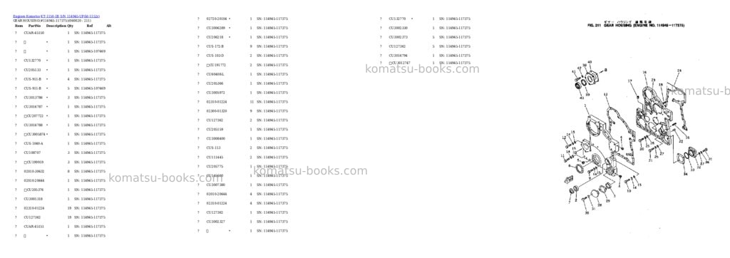 Komatsu KT-1150-1B S/N 114945-UP Parts catalog cover Page 10 Komatsu KT-1150-1B S/N 114945-UP Parts catalog cover Page 10
