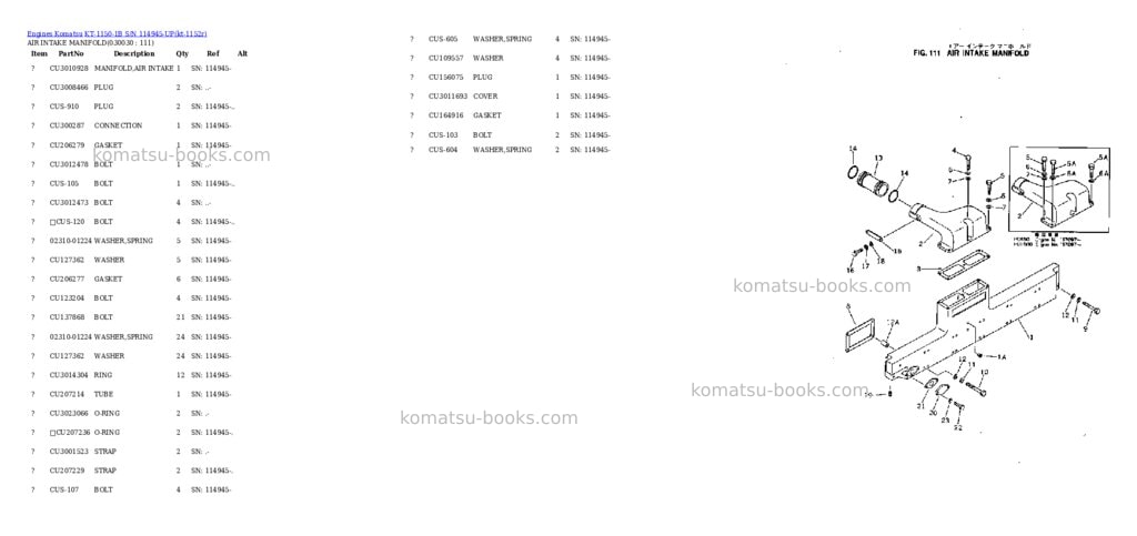 Komatsu KT-1150-1B S/N 114945-UP Parts catalog cover Page 2 Komatsu KT-1150-1B S/N 114945-UP Parts catalog cover Page 2