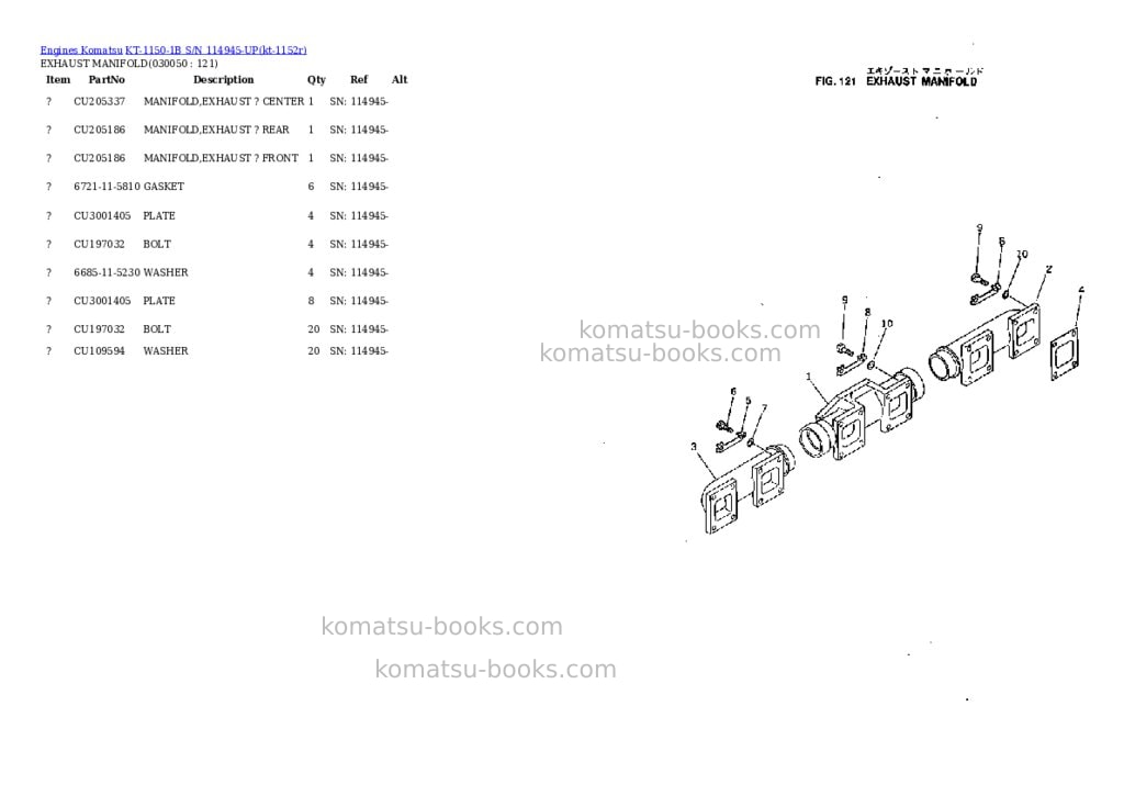 Komatsu KT-1150-1B S/N 114945-UP Parts catalog cover Page 4 Komatsu KT-1150-1B S/N 114945-UP Parts catalog cover Page 4