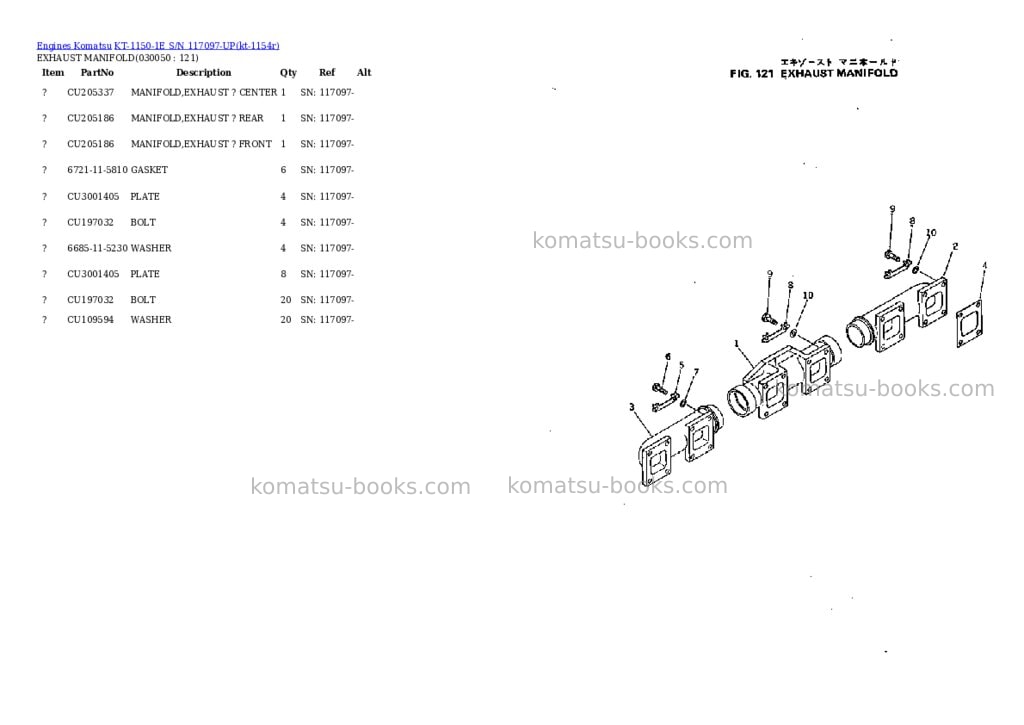Komatsu kt-1150-1e s/n 117097-up Parts catalog cover Page 4