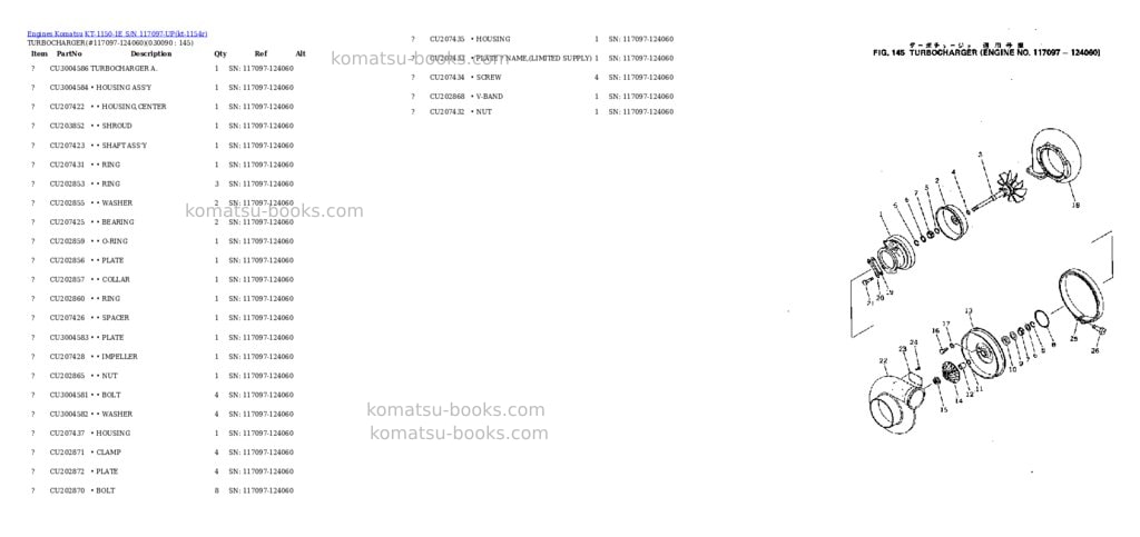 Komatsu kt-1150-1e s/n 117097-up Parts catalog cover Page 8