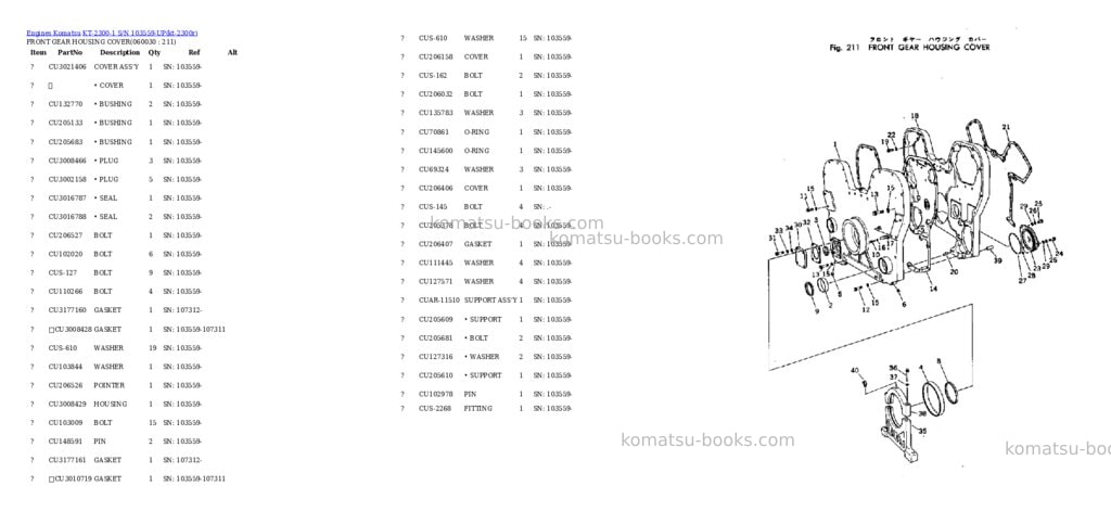 Komatsu KT-2300-1 S/N 103559-UP Parts catalog cover Page 8 Komatsu KT-2300-1 S/N 103559-UP Parts catalog cover Page 8