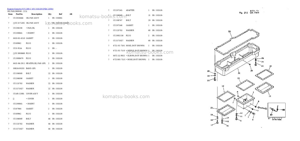 Komatsu KT-2300-1 S/N 103559-UP Parts catalog cover Page 9 Komatsu KT-2300-1 S/N 103559-UP Parts catalog cover Page 9