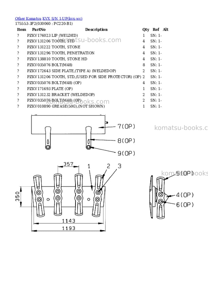 Komatsu kvx s/n 1-up Parts catalog cover Page 5