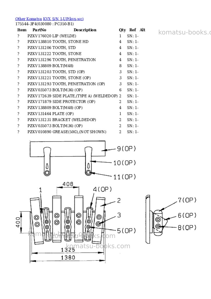 Komatsu kvx s/n 1-up Parts catalog cover Page 7