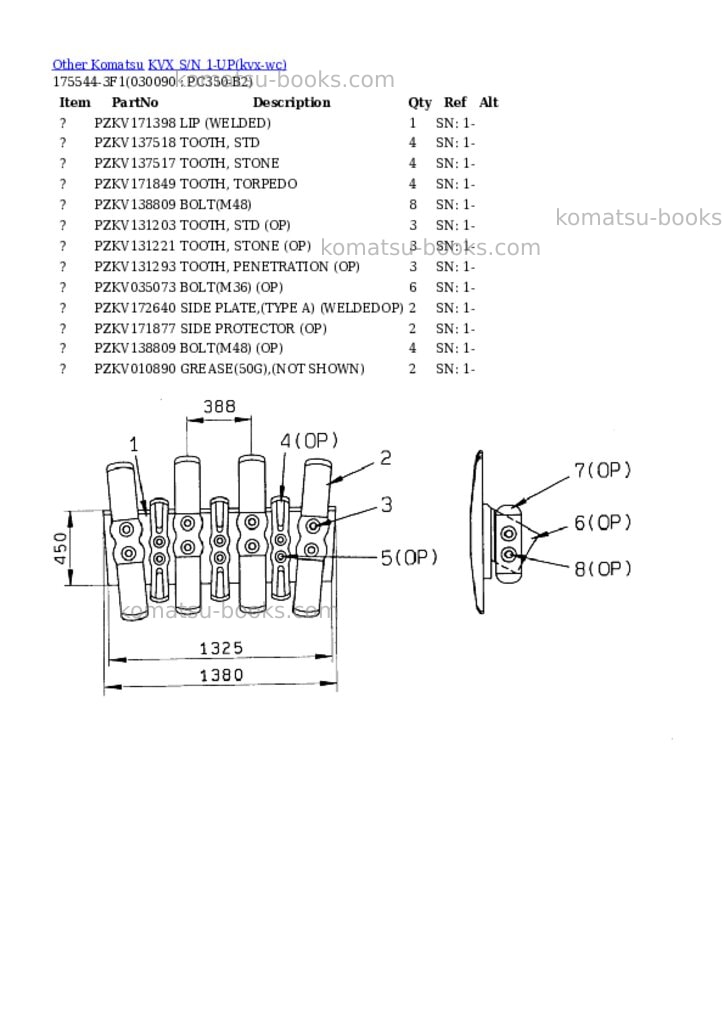 Komatsu kvx s/n 1-up Parts catalog cover Page 8