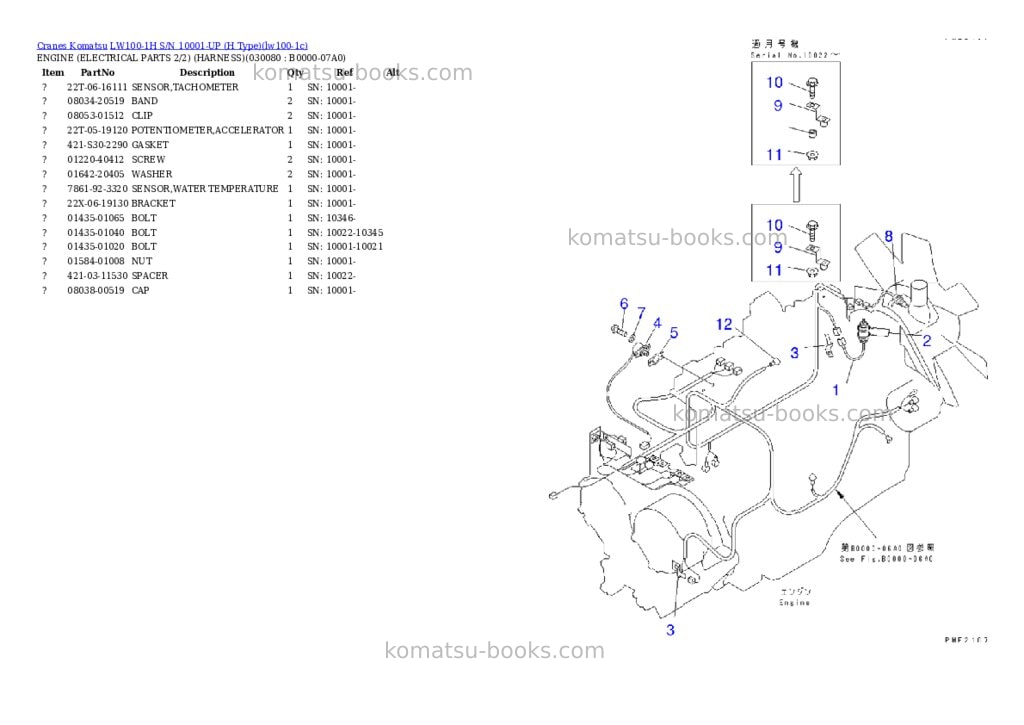 Komatsu lw100-1h s/n 10001-up h type Parts catalog cover Page 7