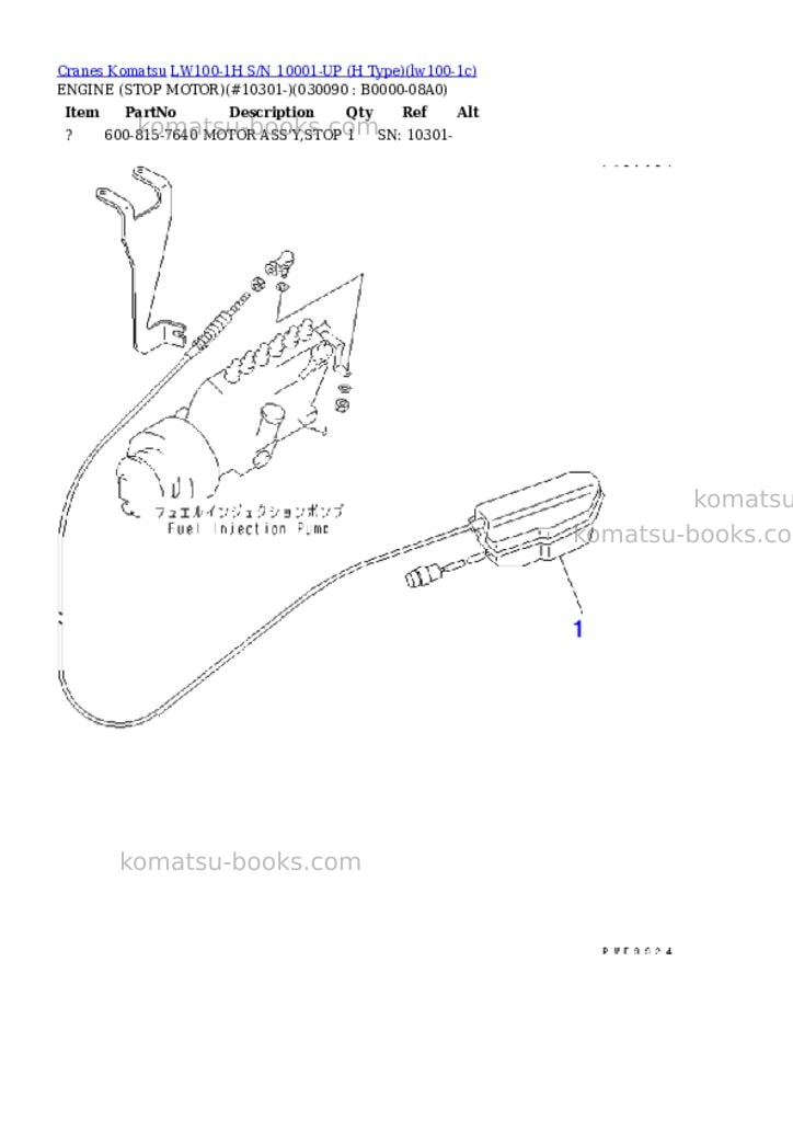 Komatsu lw100-1h s/n 10001-up h type Parts catalog cover Page 8