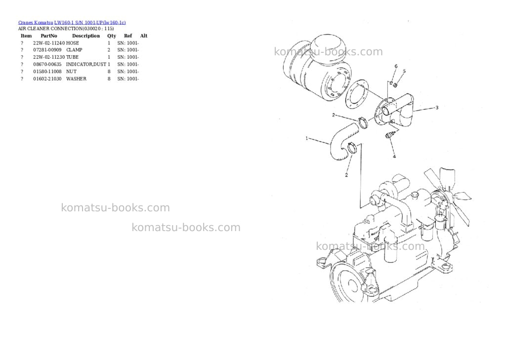 Komatsu lw160-1 s/n 1001-up Parts catalog cover