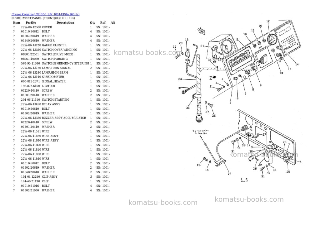 Komatsu lw160-1 s/n 1001-up Parts catalog cover Page 10