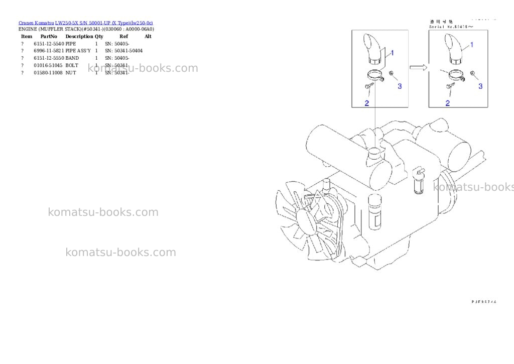 Komatsu lw250-5x s/n 50001-up x type Parts catalog cover Page 5 Komatsu lw250-5x s/n 50001-up x type Parts catalog cover Page 5