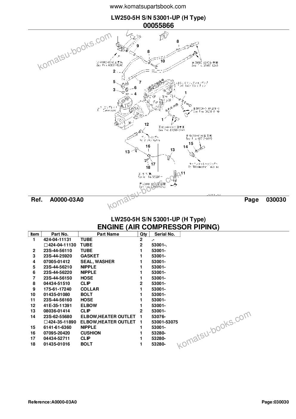Komatsu lw250-5h s/n 53001-up h type Parts catalog cover Page 6