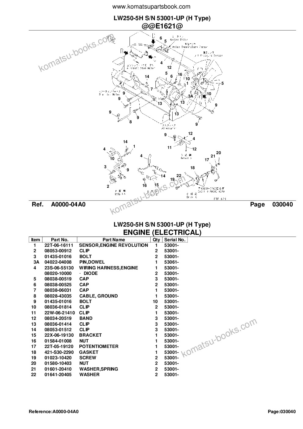 Komatsu lw250-5h s/n 53001-up h type Parts catalog cover Page 7