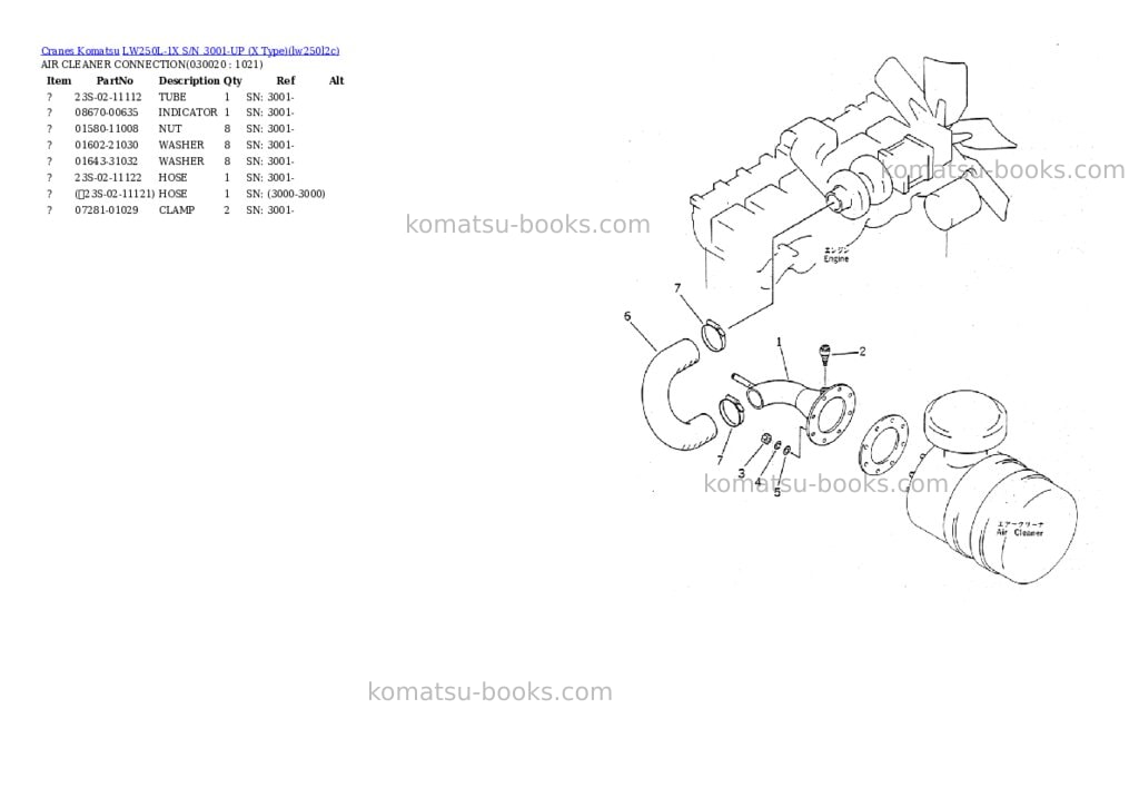 Komatsu lw250l-1x s/n 3001-up x type Parts catalog cover