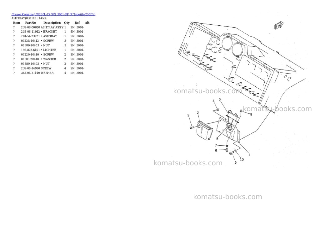 Komatsu lw250l-1x s/n 3001-up x type Parts catalog cover Page 10