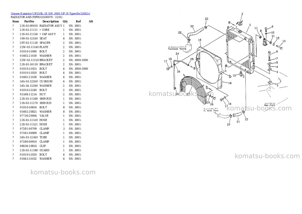 Komatsu lw250l-1x s/n 3001-up x type Parts catalog cover Page 6